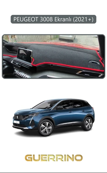 Guerrino  PEUGEOT 3008 ekranlı (2021+)TORPİDO KORUMA HALISI GRİ KENAR ürün görseli 1