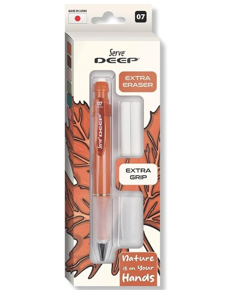 Serve Deep Mekanik Kurşun Kalem 07mm Grip ve Silgi Yedekli Set Kiremit ürün görseli 1