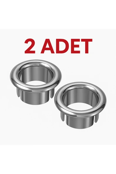 DESIPHON Parlak Krom Görünümlü Lavabo Taşma Yüzüğü Dayanıklı Metal Evye Taşma Halkası 2 Adet ürün görseli 1