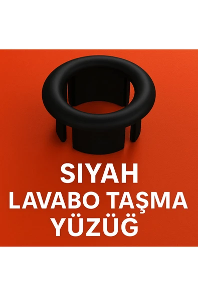 DESIPHON SİYAH RENKLİ, ŞIK TASARIMLI, ESTETİK VE UYUMLU LAVABO TAŞMA YÜZÜĞÜ STANDART MODEL ürün görseli 1