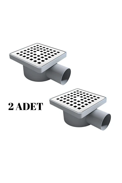 DESIPHON 2 ADET 10x10 YANDAN ÇIKIŞ ÇAP 50 KARE KROM YER SİFONU SU GİDERİ BALKON GİDERİ BANYO GİDERİ ürün görseli 1