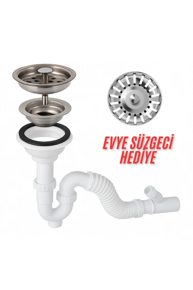 DESIPHON Çöpmak Lavabo Sifonu Koku Önleyici Sistemli Tahliye Seti Çamaşır Makinesi Uyumlu ürün görseli 1