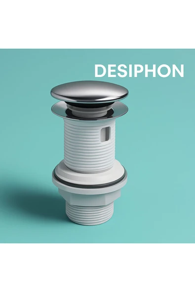 DESIPHON Pop-Up Lavabo Sifonu Taşmalı Paslanmaz Metal Başlık, Plastik Gövde, Kolay Montaj ürün görseli 1