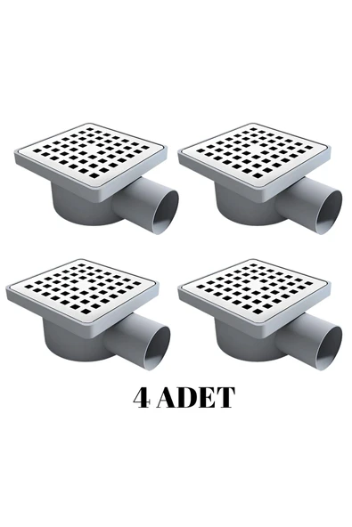 DESIPHON 4 ADET 10x10 YANDAN ÇIKIŞ ÇAP 50 KARE KROM YER SİFONU SU GİDERİ BALKON GİDERİ BANYO GİDERİ ürün görseli 1