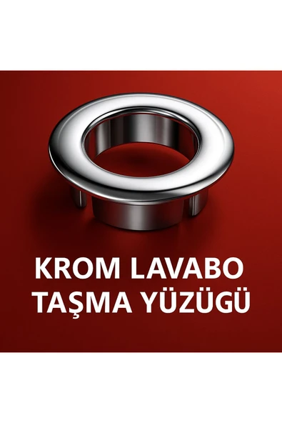 DESIPHON Parlak Krom Görünümlü Lavabo Taşma Yüzüğü - Dayanıklı Metal Evye Taşma Halkası 1 Adet ürün görseli 1