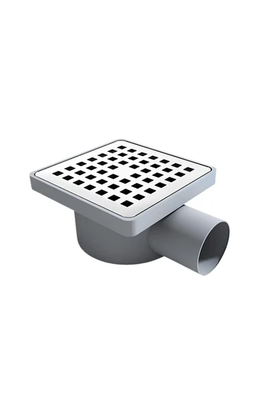 DESIPHON 10x10 YANDAN ÇIKIŞ ÇAP 50 KARE KROM  YER SİFONU SU GİDERİ BALKON GİDERİ BANYO GİDERİ ürün görseli 1