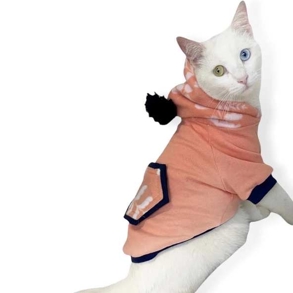 Light Pink Flower Pocket Sweatshirt Kedi Süeteri Kedi Kıyafeti ürün görseli 1