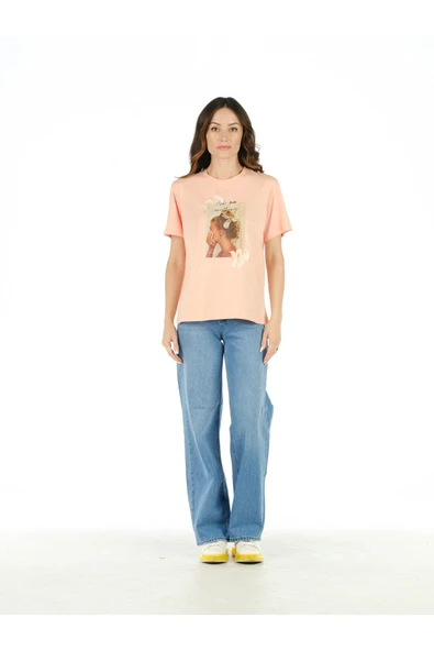 Somon Baskılı Üzeri Boncuklu T Shirt ürün görseli 1