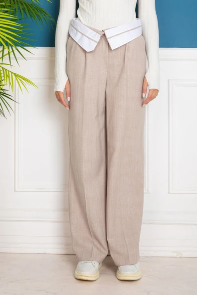 Bej Kumaş Pantalon - Resim 4