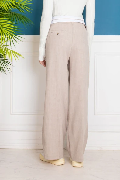 Bej Kumaş Pantalon - Resim 7