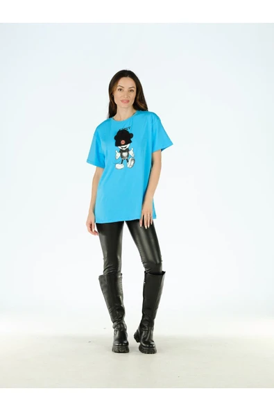 Mavi Baskılı T Shirt - Resim 2