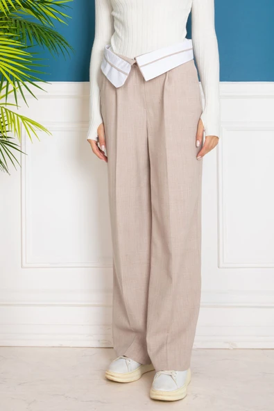 Bej Kumaş Pantalon - Resim 3