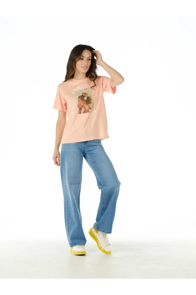 Somon Baskılı Üzeri Boncuklu T Shirt - Resim 3