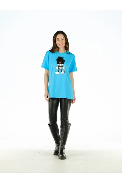 Mavi Baskılı T Shirt ürün görseli 1