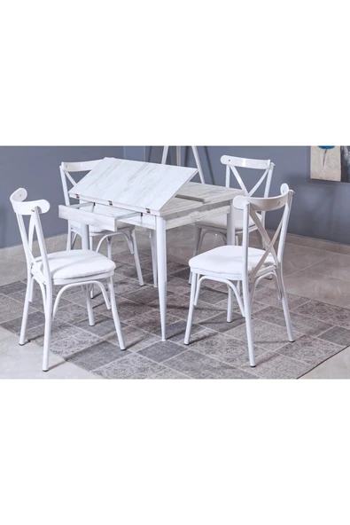 Kartal Kare Masa Takımı, Beyaz, 80x70 ürün görseli 1