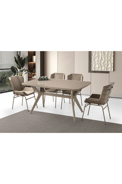 Zümrüt Masa, Fiera Sandalye, Cappicino Hg, 160x90 ürün görseli 1
