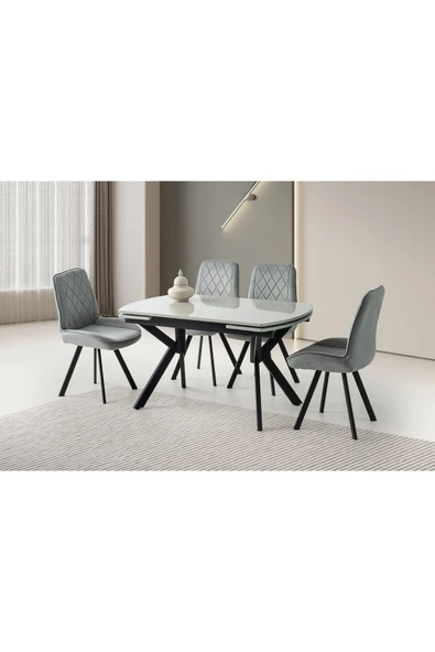 Steel Hg Masa, Alora Sandalye, Açık Gri, 130x80 ürün görseli 1