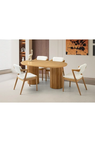 Azura Masa, Duru Sandalye, Natural, 160x90 ürün görseli 1