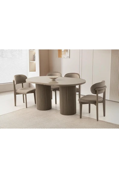 Truva Masa, Umay Sandalye, Cappicino, 160x90 ürün görseli 1