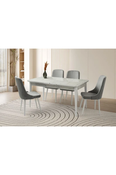 Rüzgar Hg Masa, Flora Sandalye, Marmo, 160x90 ürün görseli 1