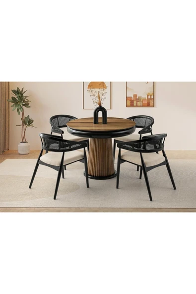 Vintage Masa, Hazel Sandalye, Ceviz, 100x100 ürün görseli 1