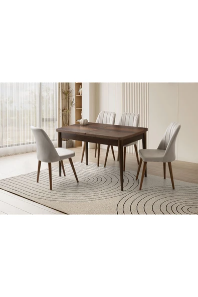 Sima Kelebek Masa, Lira Sandalye, Ceviz, 130x80 ürün görseli 1