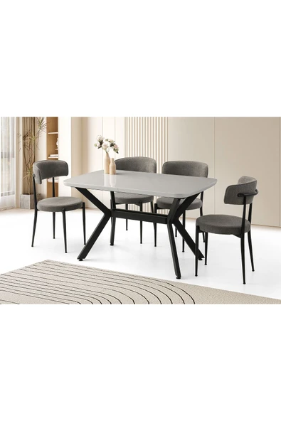 Zümrüt Masa, Armoni Sandalye, Açık Gri Hg, 130x80 ürün görseli 1