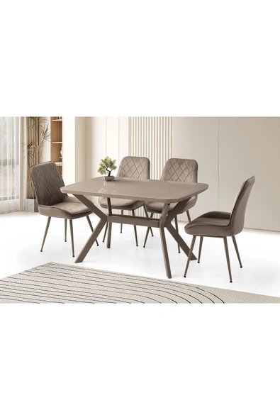 Zümrüt Masa, Alora Sandalye, Cappicino, 130x90 ürün görseli 1