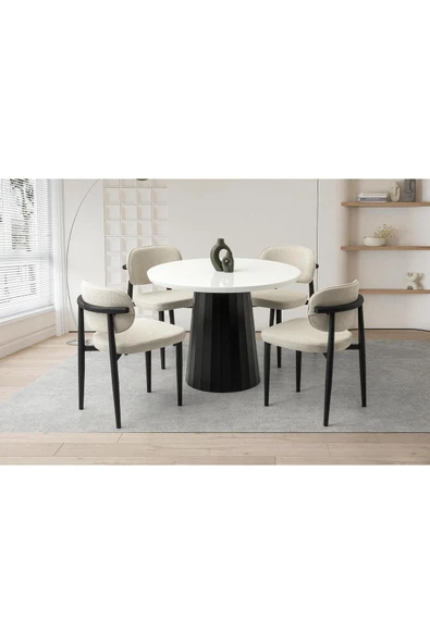 Atina Hg Masa, Umay Sandalye, Kar Beyaz, 100x100 ürün görseli 1
