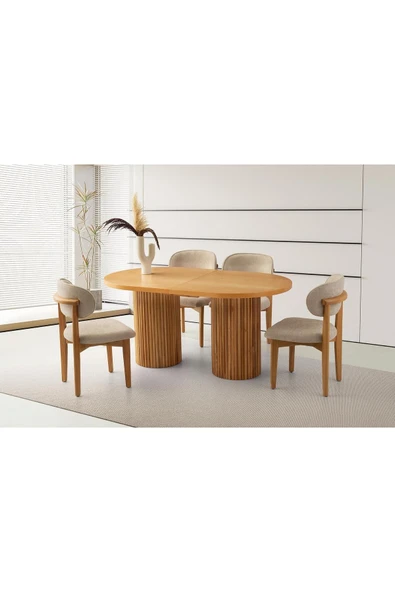 Truva Masa, Umay Sandalye, Natural, 160x90 ürün görseli 1