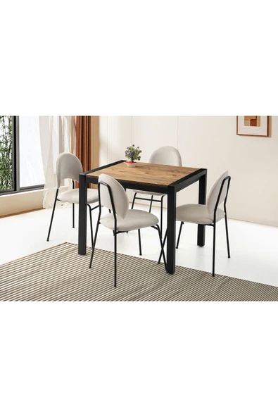 Lato Mini Masa, Nova Sandalye, Dışbudak, 80x70 ürün görseli 1
