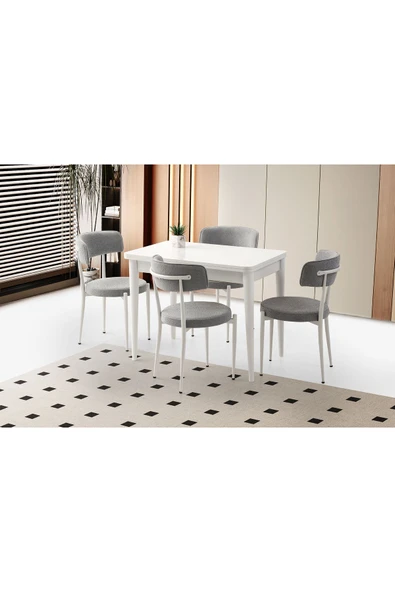 Rotary Masa, Armoni Sandalye, Beyaz, 100x65 ürün görseli 1