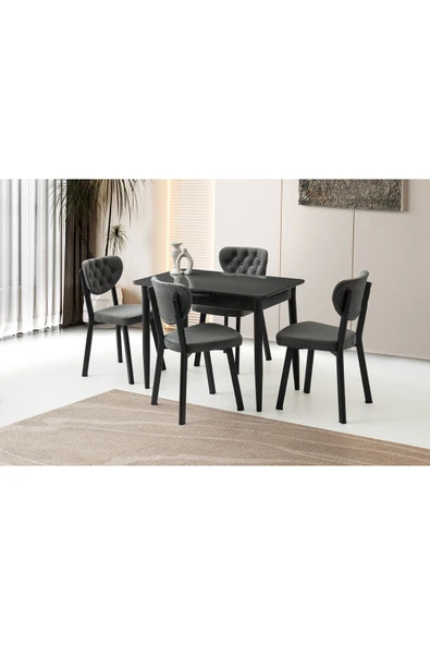 Madrid Hg Masa, Rivone Sandalye, Koyu Gri, 100x60 ürün görseli 1