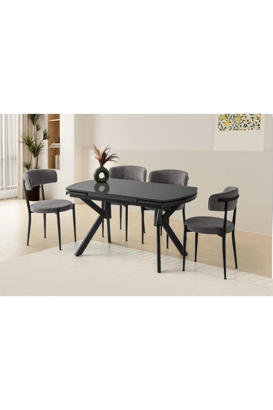 Steel Hg Masa, Armoni Sandalye, Koyu Gri, 130x80 ürün görseli 1