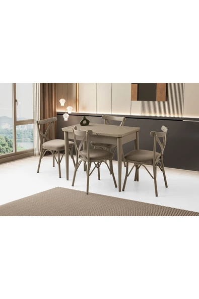 Rüzgar Hg Masa, Bahar Çapraz Sandalye, Cappicino, 100x60 ürün görseli 1