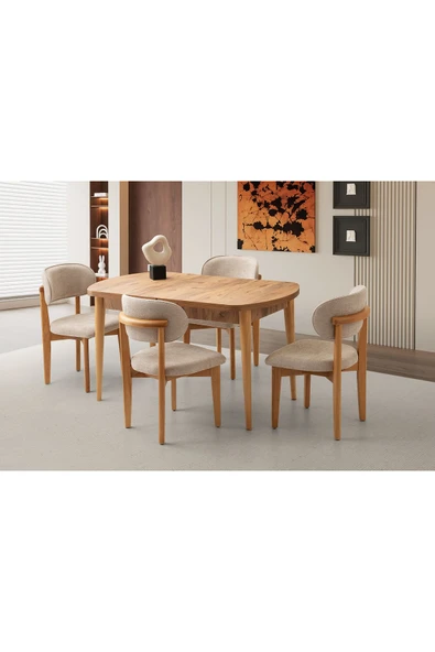 Mono Kaşıklıklı Masa, Verda Sandalye, Dışbudak, 140x80 ürün görseli 1