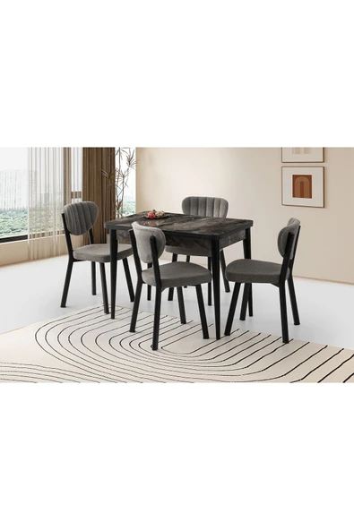 Rotary Masa, Çakıl Sandalye, Siyah, 100x65 ürün görseli 1