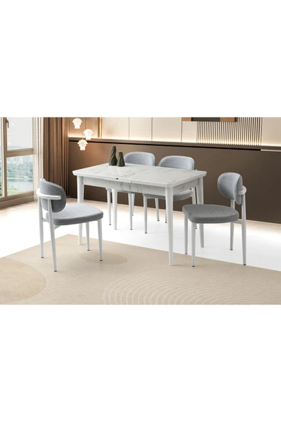 Rüzgar Hg Masa, Perla Sandalye, Marmo, 120x70 ürün görseli 1