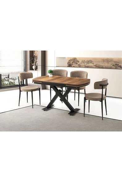 Steel Masa, Armoni Sandalye, Dışbudak, 130x80 ürün görseli 1