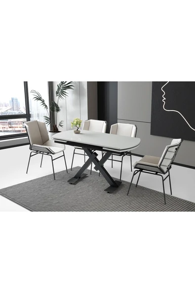 Steel Hg Masa, Fıera Sandalye, Açık Gri, 130x80 ürün görseli 1