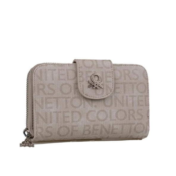 Benetton Bej Monogram Eskitme Geniş Kadın Cüzdan BNT 1301 ürün görseli 1