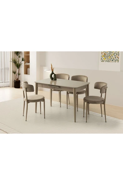 Madrid Hg Masa, Armoni Sandalye, Cappicino, 120x70 ürün görseli 1