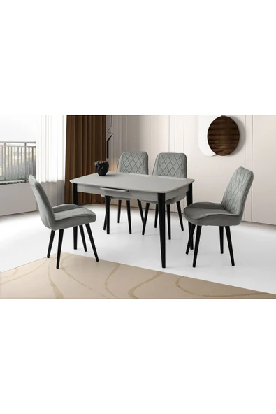 Madrid Hg Masa, Alora Sandalye, Açık Gri, 120x70 ürün görseli 1