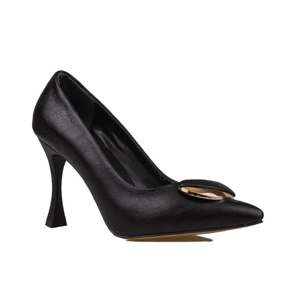 Trend Adımlar Siyah Kadın Suni Deri Tokalı Stiletto ürün görseli 1