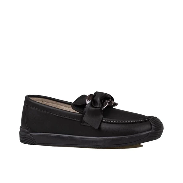 Trend Adımlar Siyah Fiyonk Detaylı Kadın Loafer Ayakkabı ürün görseli 1