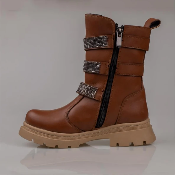 Trend Adımlar Taba Kız Çocuk Fermuarlı Postal Bot - Resim 3