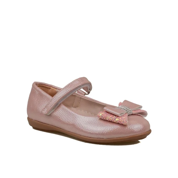 Trend Adımlar Pembe Fiyonklu Parlak Kız Çocuk Babet ürün görseli 1