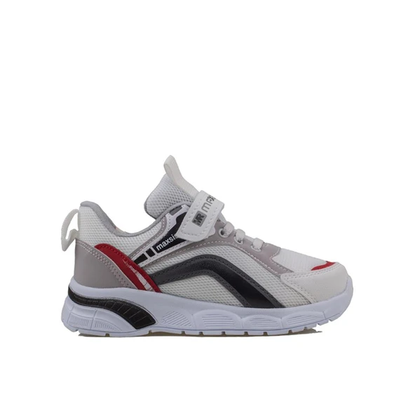 Trend Adımlar Beyaz-Siyah Cırt Cırtlı Unisex Çocuk Spor Ayakkabı ürün görseli 1