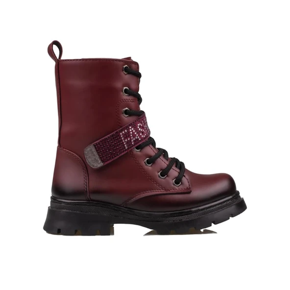 Trend Adımlar Bordo Fashion Kız Çocuk Fermuarlı Postal Bot ürün görseli 1