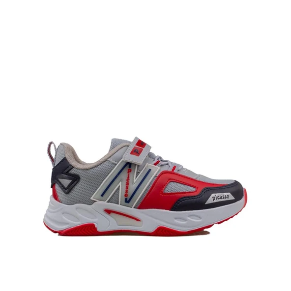Trend Adımlar Gri Renkli Dokulu Unisex Çocuk New Force Spor Ayakkabı ürün görseli 1